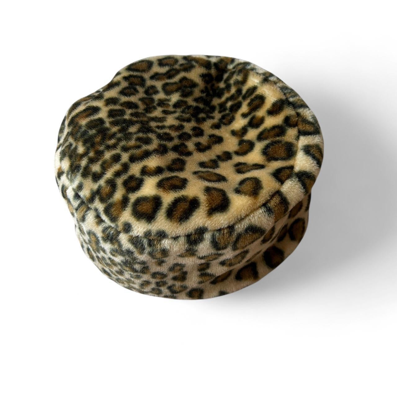 Vintage leopard faux fur hat