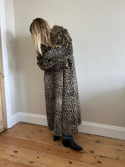 Vintage long leopard fur coat