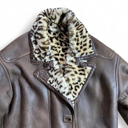 Vintage reversible leopard shearling car coat