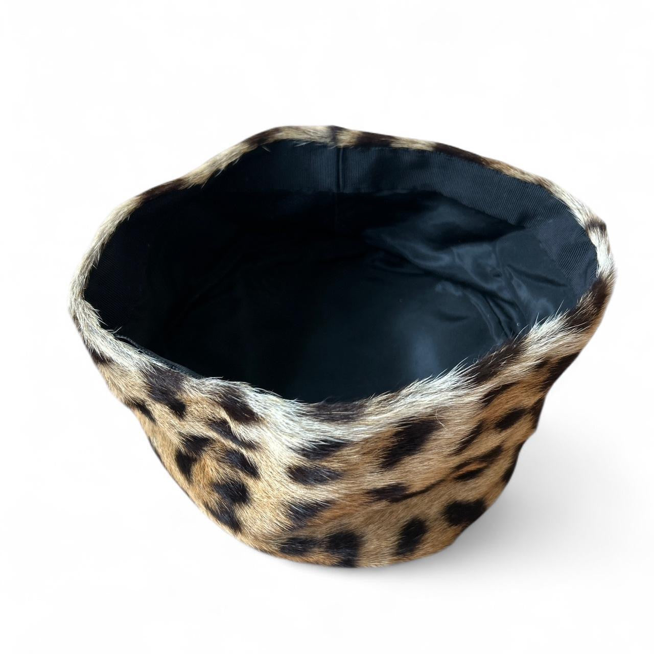 Vintage real leopard fur hat