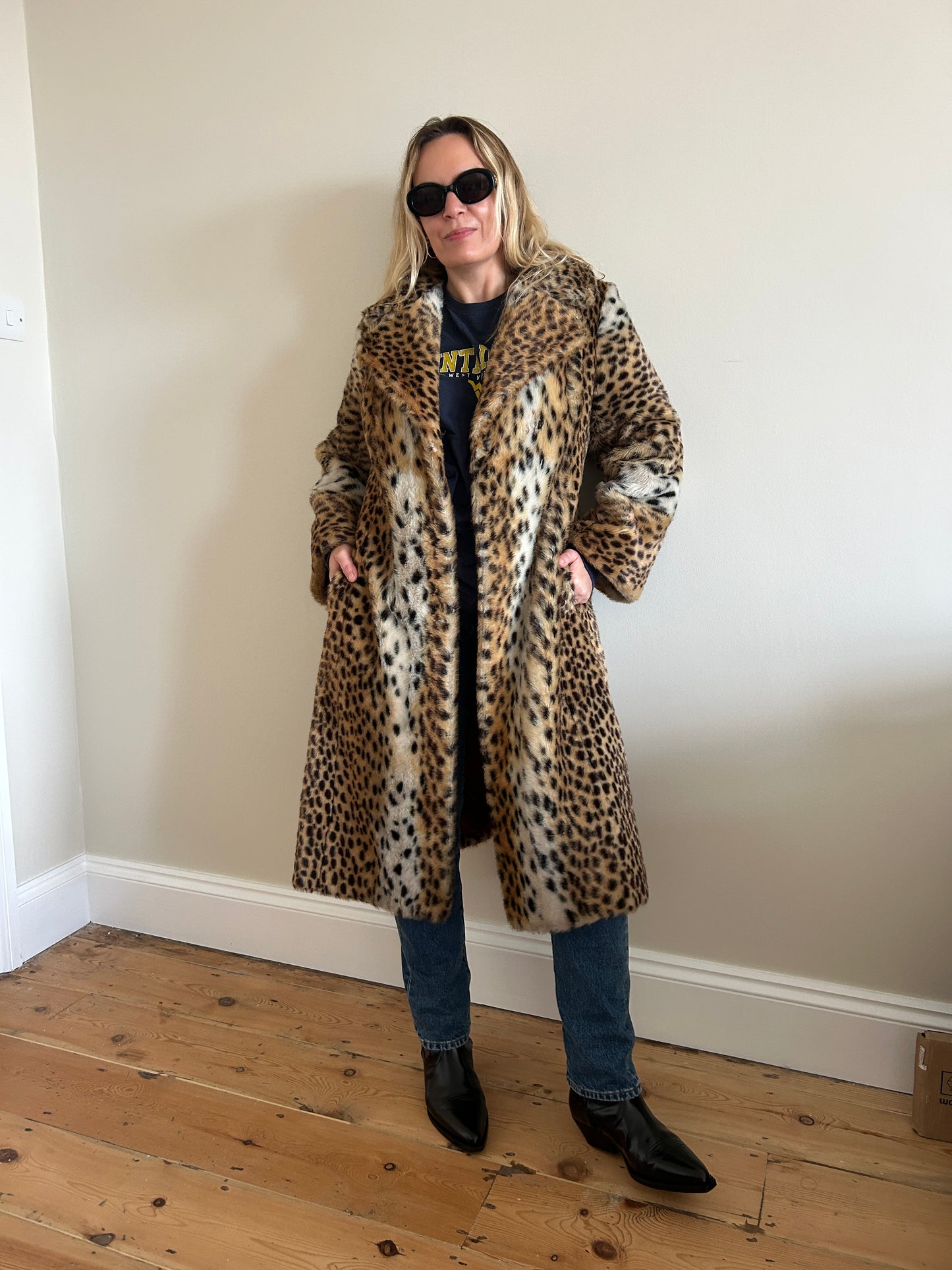 Vintage leopard print fur coat