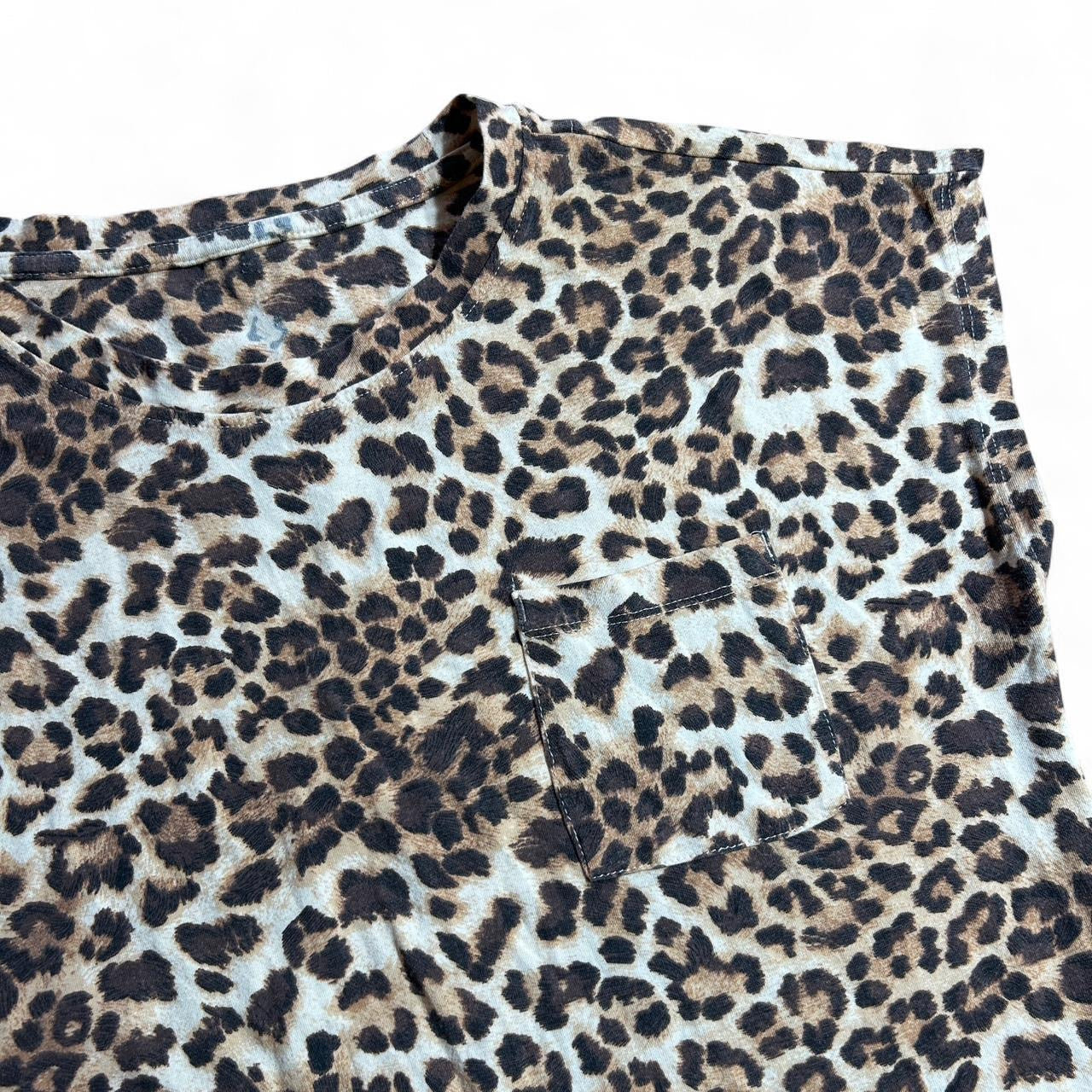 Leopard print T-shirt dress with pockets