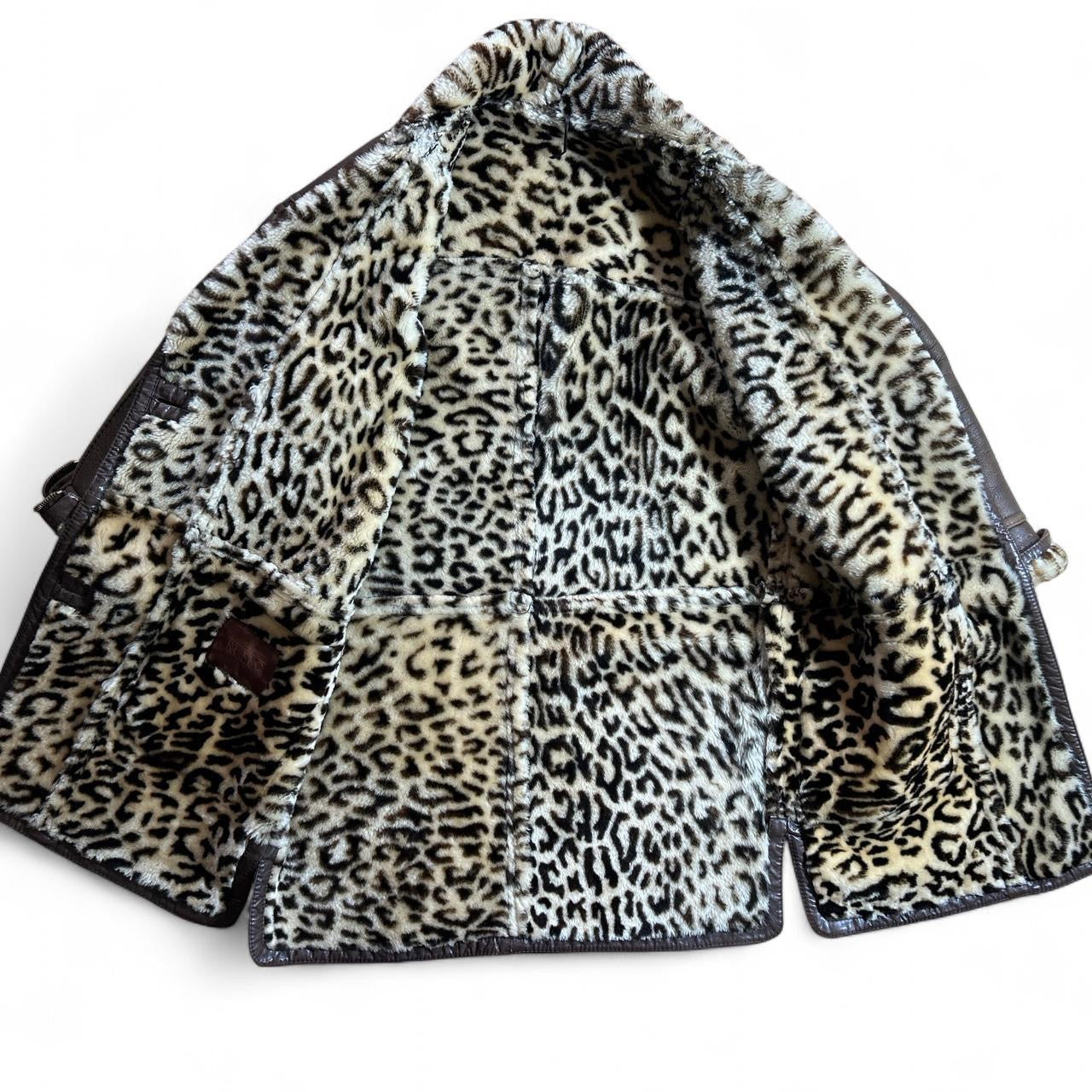 Vintage reversible leopard shearling car coat
