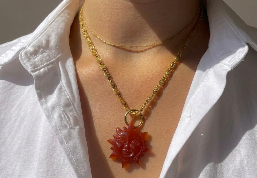 Carnelian Sun pendants
