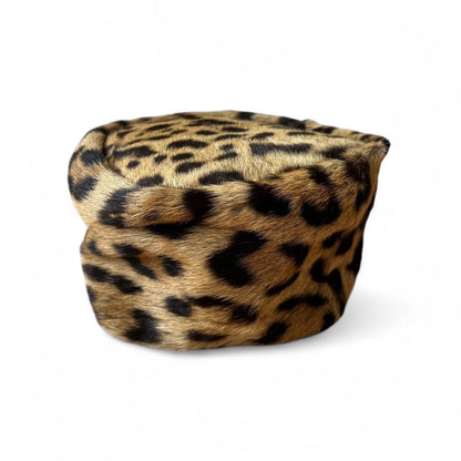 Vintage real leopard fur hat