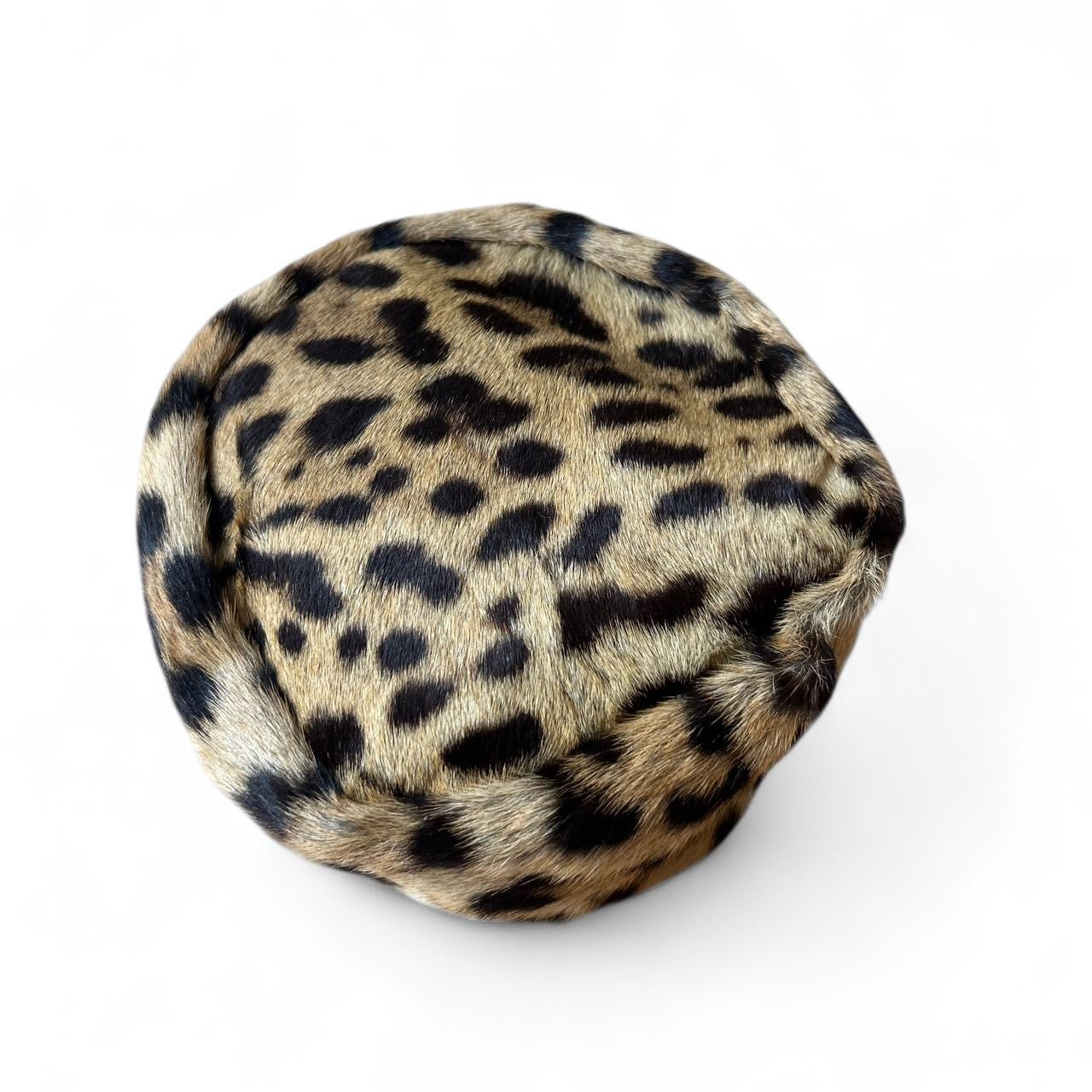 Vintage real leopard fur hat