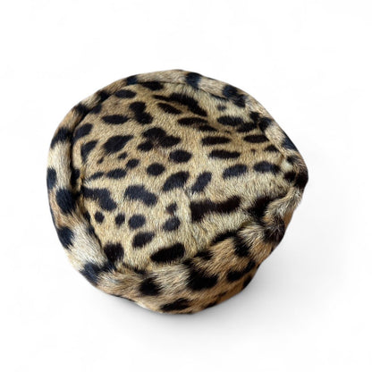 Vintage real leopard fur hat