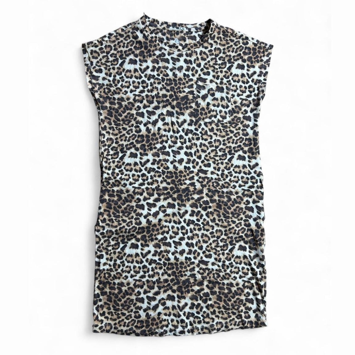 Leopard print T-shirt dress with pockets
