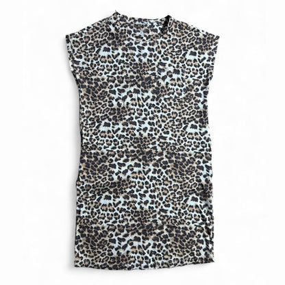 Leopard print T-shirt dress with pockets